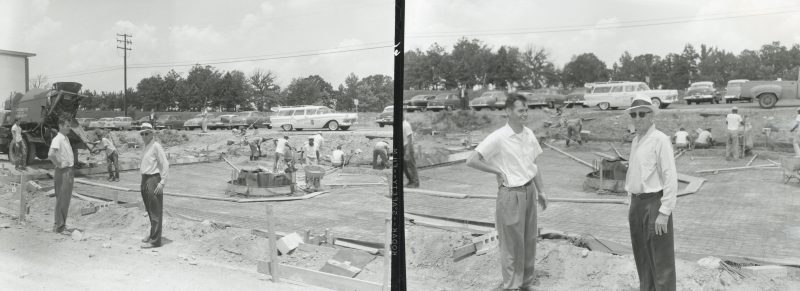 AJ Fletcher surveys station construction
