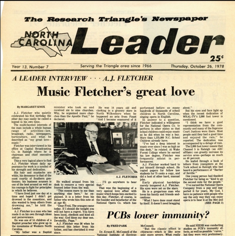 AJ Fletcher music feature in Leader