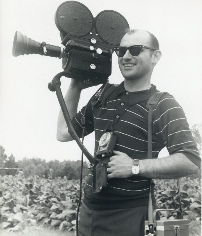 Bob Sadler with early film camera