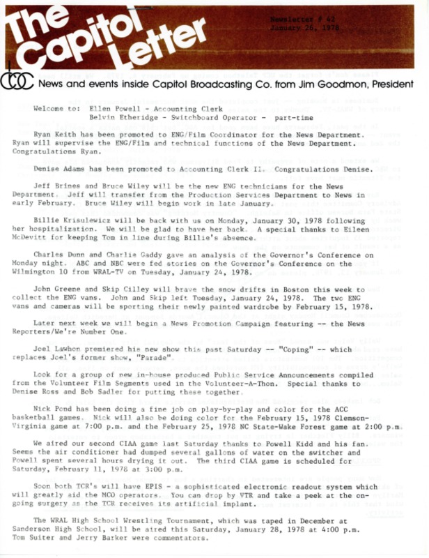 Capitol Letter January 26 1978