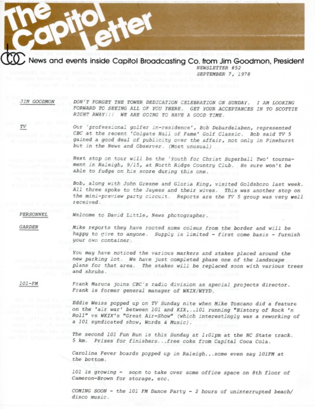 Capitol Letter September 7 1978