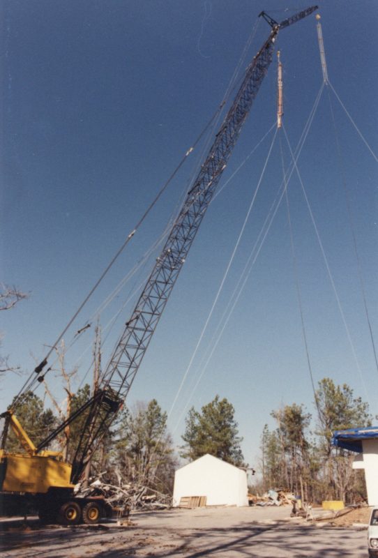 Crane with WRAL-TV and FM antennas