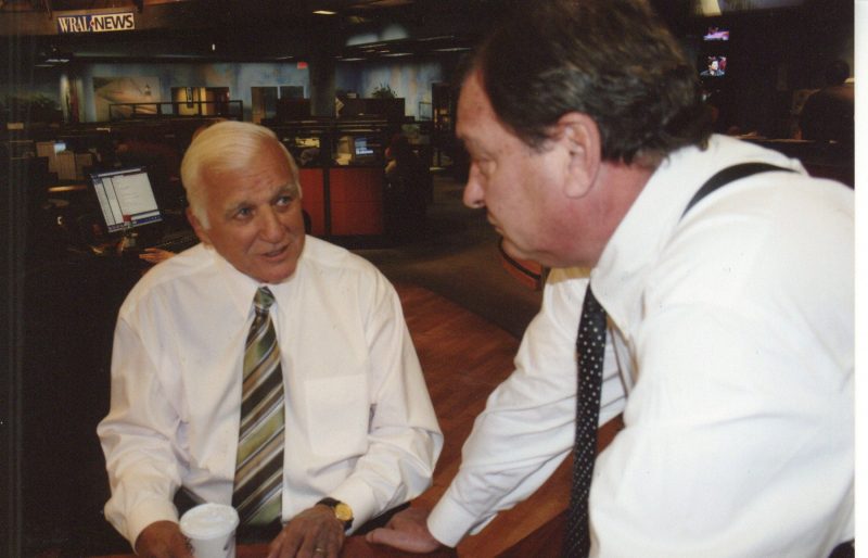 Gaddy and Hefner before WRAL 50th anniversary reunion newscast