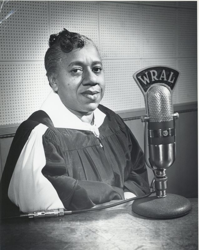Sister Gary at the WRAL radio microphone